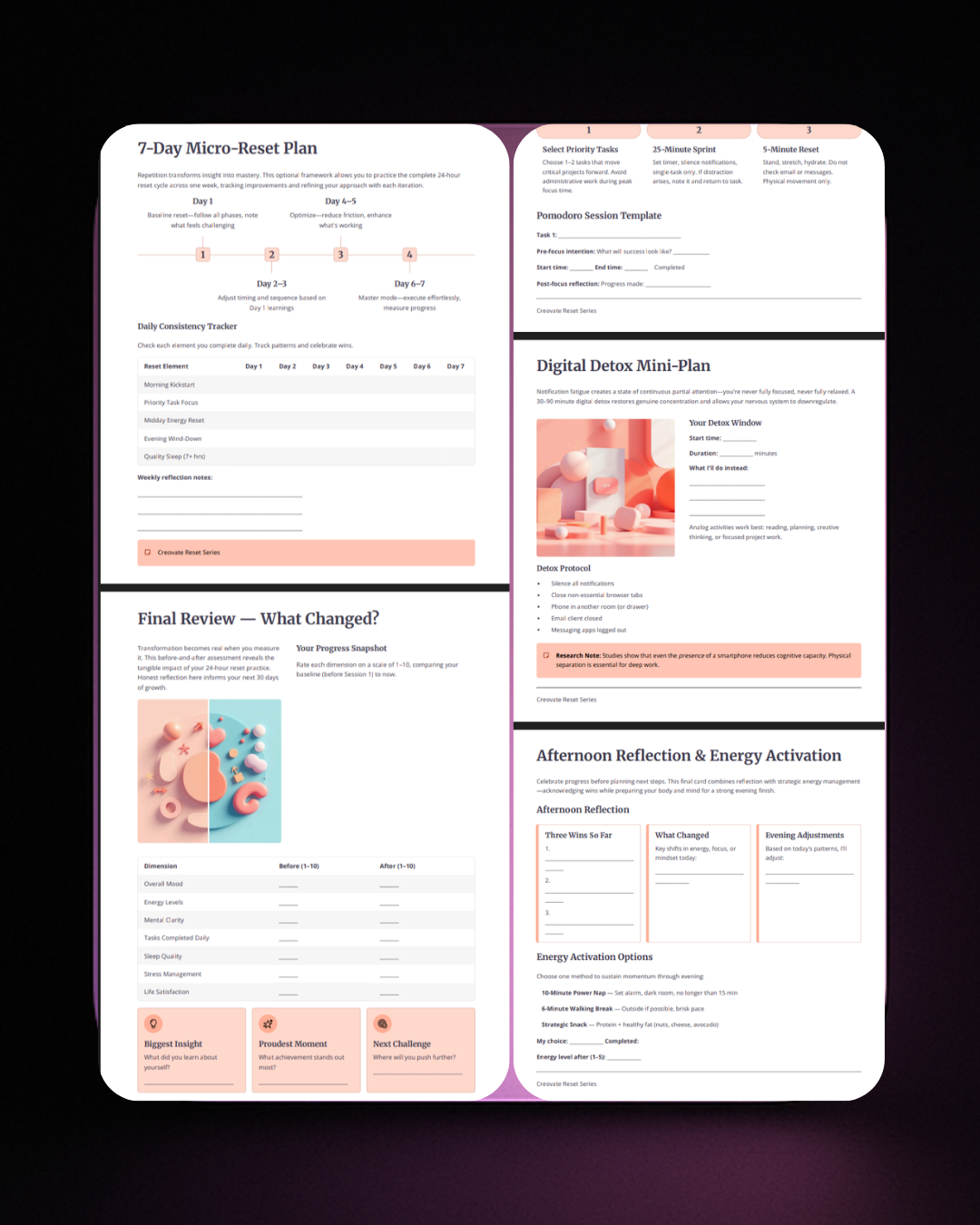 24-Hour Reset Challenge - Guided Workbook & Action System | Creovate Reset Series